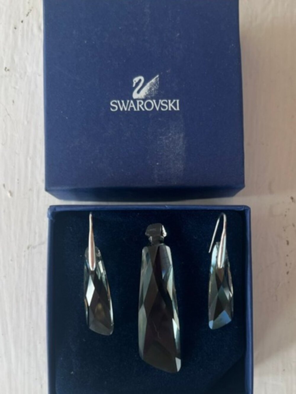 Swarovski Smoky Crystal Pendant & Drop Earrings Set Boxed
